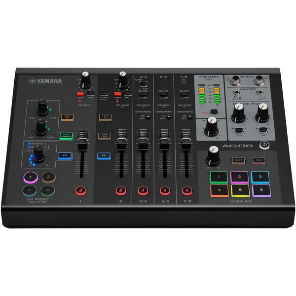 YAMAHA AG08 Black Mixer 8 canali streaming